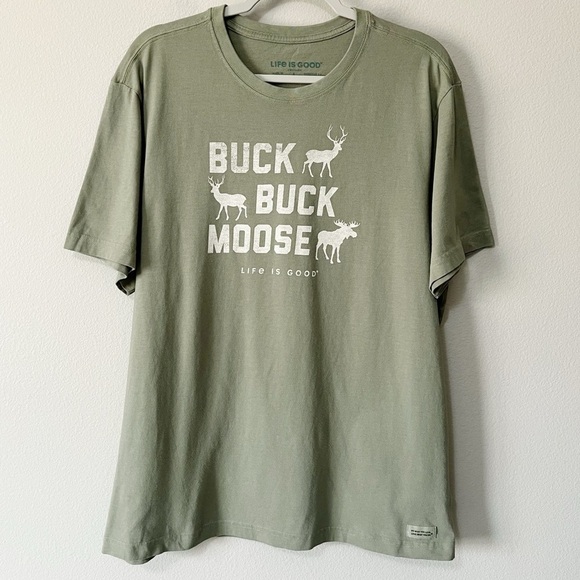 Life Is Good Other - Life Is Good Olive Green Buck Buck Moose Graphic Crusher Tee Shirt Men's Large